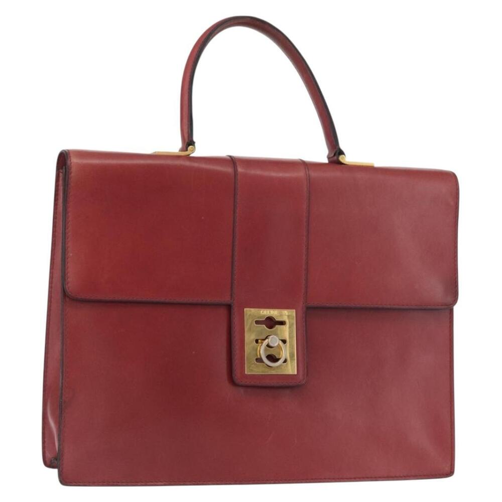 CELINE Hand Bag Leather Red Gold Auth 161005 - Picture 1 of 16
